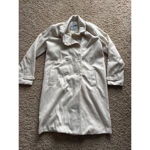 Fashion Nova Double Breasted Trench Coat Neutral Speckled Cream Button Front